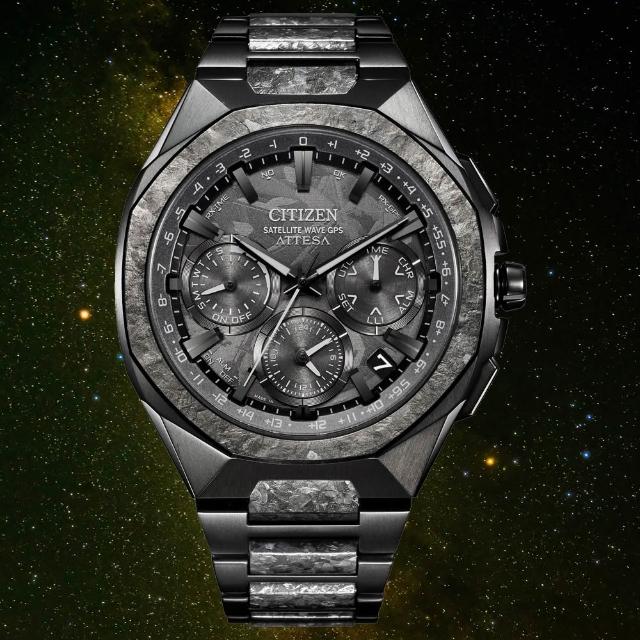【CITIZEN 星辰】ATTESA GPS韋禮安廣告款八角時空衛星對時鈦金屬男錶-黑/44mm(CC4107-80H)