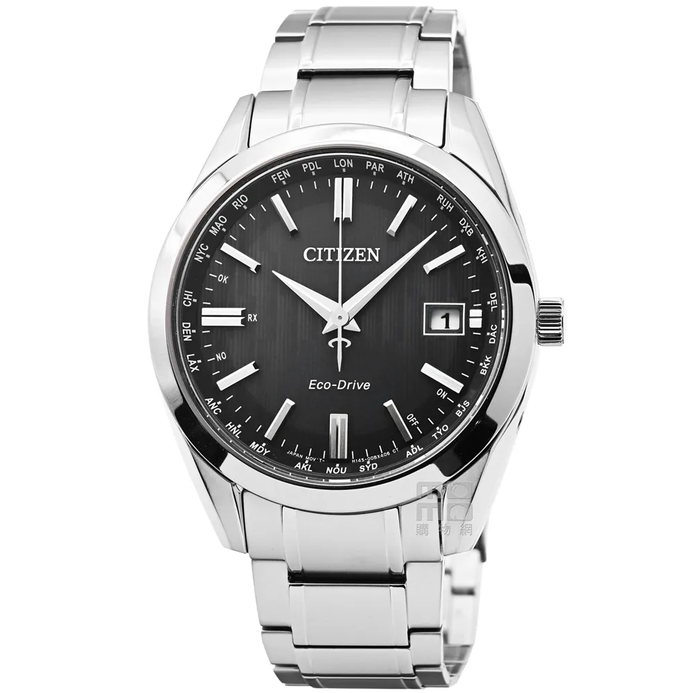 【CITIZEN 星辰】ECO-DRIVE藍寶石光動能鈦金屬電波錶-黑 / CB0261-53E