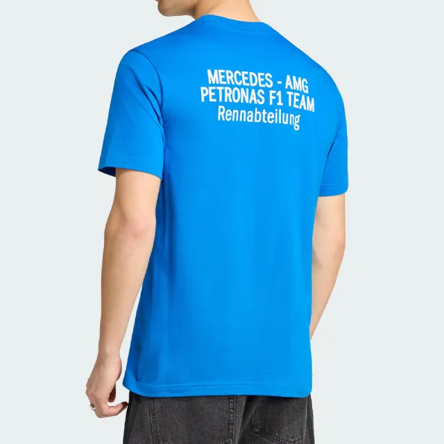 【adidas 愛迪達】Mer Bw Tee M 男款 藍色 F1 賽車 賓士 棉質 T恤 運動 休閒 短袖 KT5130