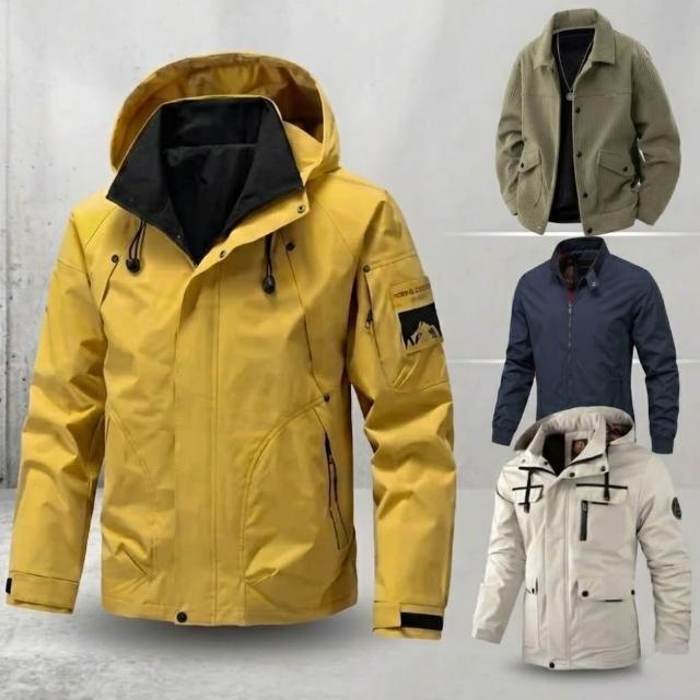【巴黎精品】防風外套戶外機能衝鋒衣登山連帽外套發熱防潑水大碼休閒男裝(長袖上衣4色n1lc53)