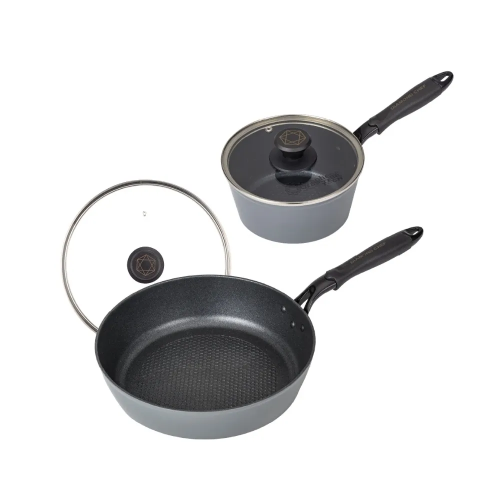 【DIAMOND CHEF】黑金石墨烯不沾鍋雙鍋組-深煎炒鍋28cm+湯鍋18cm(附蓋/不挑爐具)