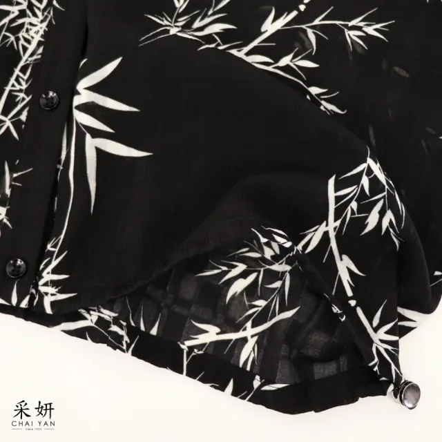 【CHAI YAN 采妍】竹林雪紡蕾絲短袖襯衫(春夏女裝/中大尺碼/專櫃/寬鬆/透氣)
