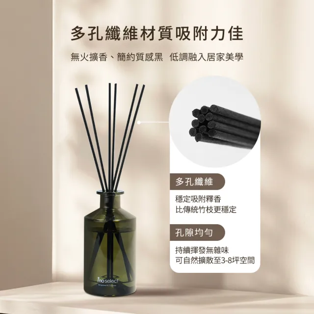 【mo select】香氛纖維擴香棒10入組(簡約黑/mo選)
