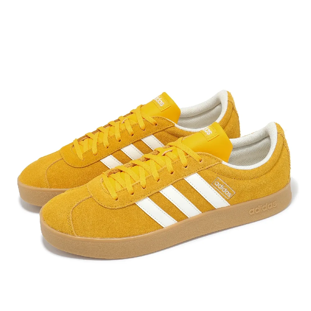 【adidas 愛迪達】休閒鞋 VL Court Classic 男鞋 女鞋 黃 白 麂皮 復古 愛迪達(JS4593)