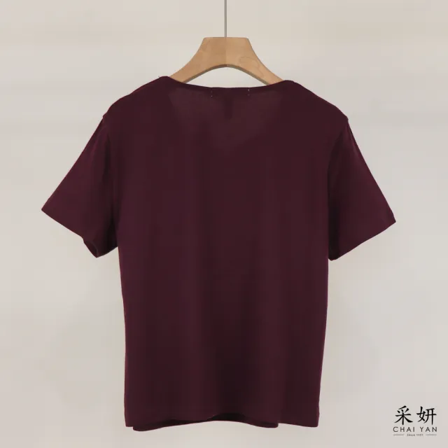 【CHAI YAN 采妍】蕾絲荷葉摺領短袖上衣(春夏女裝/中大尺碼/專櫃/寬鬆/透氣)
