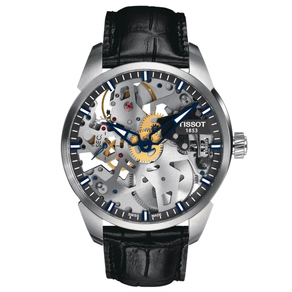 【TISSOT 天梭】鏤空手動上鍊 機械腕錶 618 週年慶 畢業禮物 (T0704051641100)