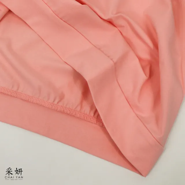 【CHAI YAN 采妍】愛心棉麻拼接短袖上衣(春夏女裝/中大尺碼/專櫃/寬鬆/透氣)