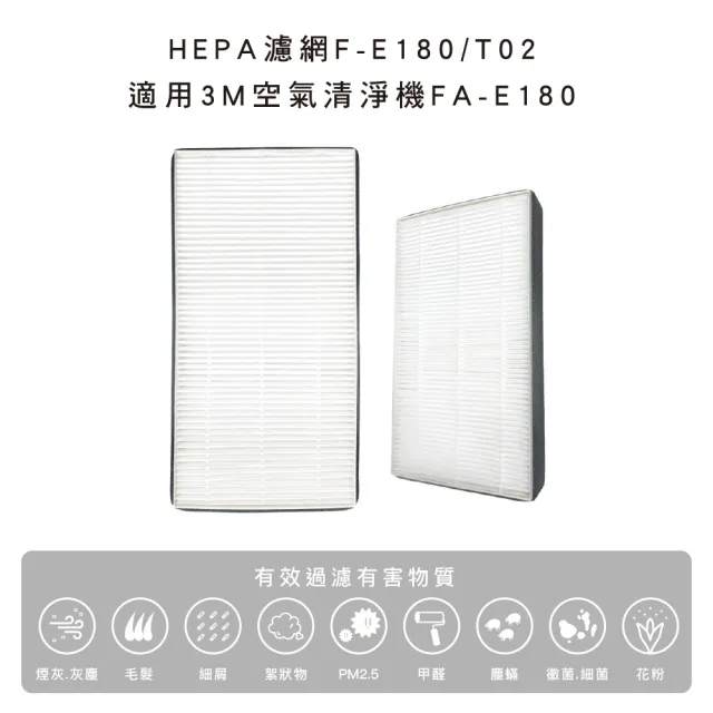 【Qlife 質森活】倍淨系列 HEPA濾網(適用3M空氣清淨機FA-E180/T02)4入裝
