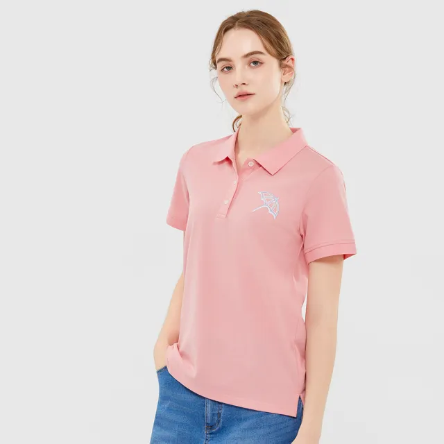 【Arnold Palmer 雨傘】女裝-經典大傘LOGO刺繡短袖POLO衫-粉紅色
