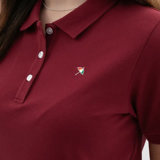 【Arnold Palmer 雨傘】女裝-小傘刺繡短袖POLO衫-紅色