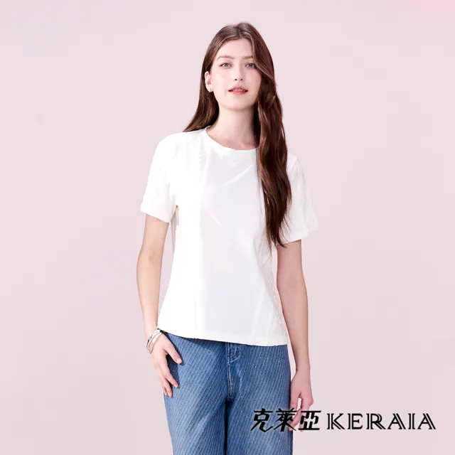 【KERAIA 克萊亞】晨曦蝶蹤蕾絲拼接T恤上衣