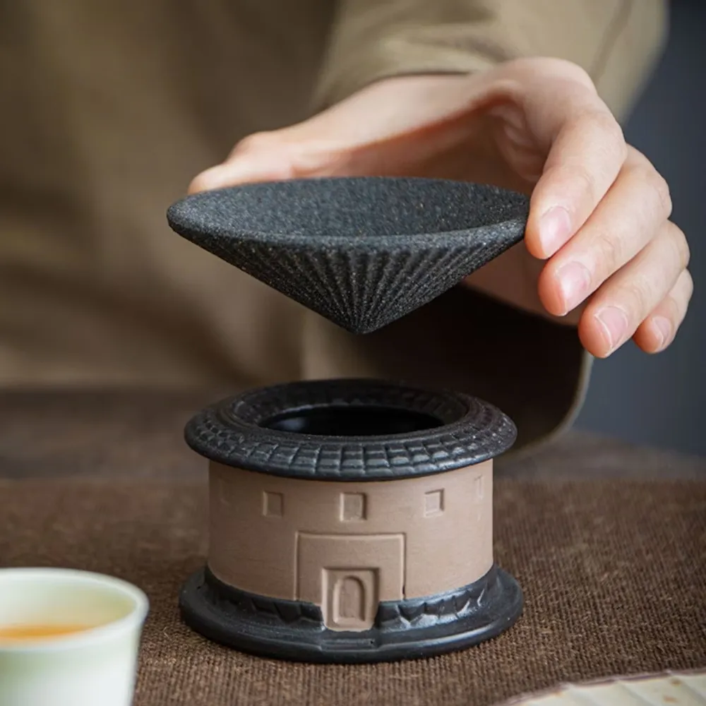 奈米陶瓷土樓泡茶茶漏(茶濾 茶渣 茶道配件 功夫茶具 泡茶工具 過濾器 擺件 瀝水器 禮物)