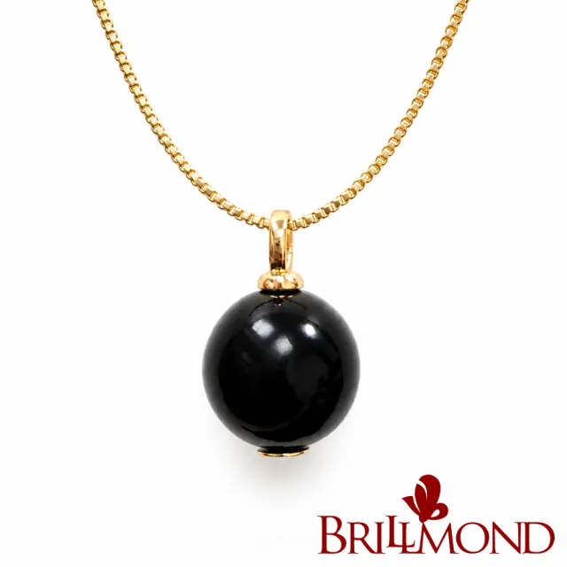 【BRILLMOND】極黑天然黑珊瑚圓珠包14K金墜(12MM)