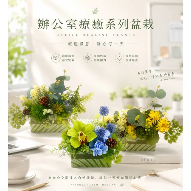 【HUGO DECO 榆果傢飾】辦公室療癒系列 藍霧晨曦香氛花禮(入厝禮/開幕/喬遷/送禮/植栽/教師節)
