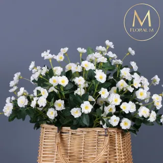 【Floral M】法式迷你薔薇優雅白仿真花花材1入組(人造花/仿真花/假花/花藝DIY/裝飾花材)