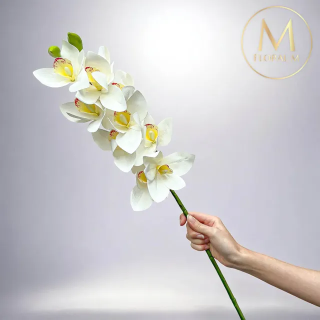 【Floral M】居家輕奢高級蝴蝶蘭質感白仿真花花材1入組(人造花/仿真花/假花/花藝DIY/裝飾花材)