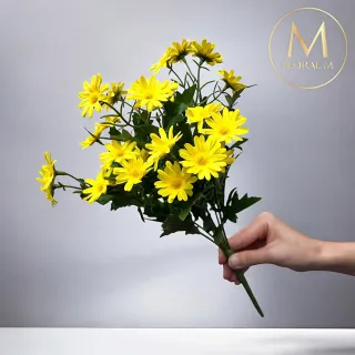 【Floral M】英式花園優雅黃小雛菊仿真花花材1入組(人造花/仿真花/假花/花藝DIY/裝飾花材)