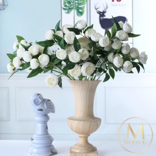 【Floral M】人間香奈兒山茶花優雅白仿真花花材1入組(人造花/仿真花/假花/花藝DIY/裝飾花材)