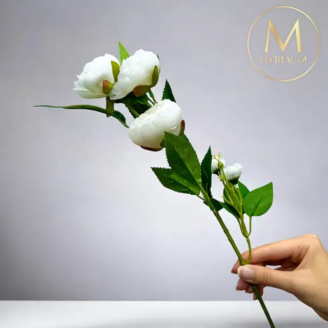 【Floral M】人間香奈兒山茶花優雅白仿真花花材1入組(人造花/仿真花/假花/花藝DIY/裝飾花材)