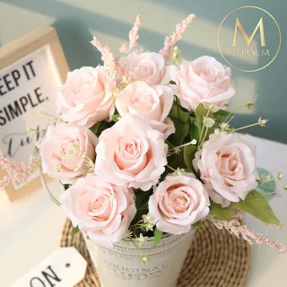 【Floral M】英式卡爾玫瑰優雅粉仿真花花材1入組(人造花/仿真花/假花/花藝DIY/裝飾花材)