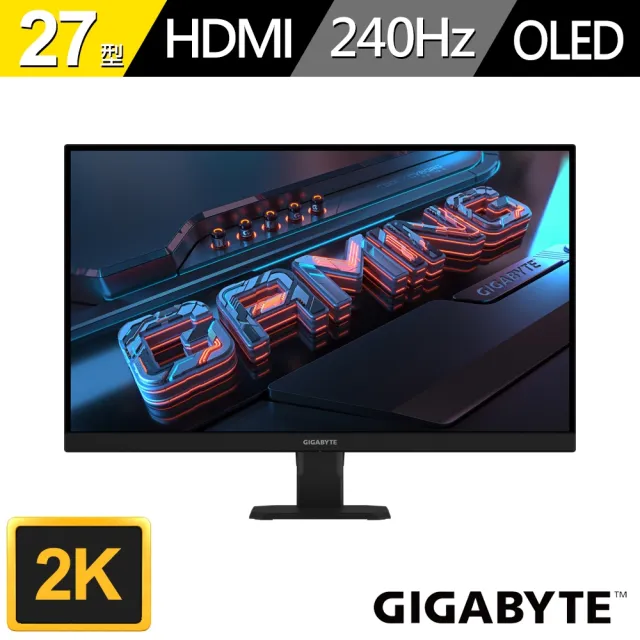 【GIGABYTE 技嘉】GO27Q24A 27型QD-OLED 2K 16:9 240Hz電競螢幕(0.3ms/G-SYNC/FreeSync/HDMI/DP)