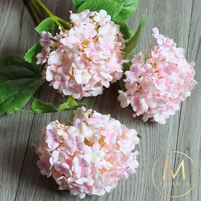 【Floral M】京都夏日繡球木槿粉仿真花花材1入組(人造花/仿真花/假花/花藝DIY/裝飾花材)