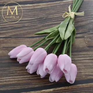 【Floral M】荷蘭蜜桃鬱金香仙氣紫仿真花花材5入組(人造花/仿真花/假花/花藝DIY/裝飾花材)