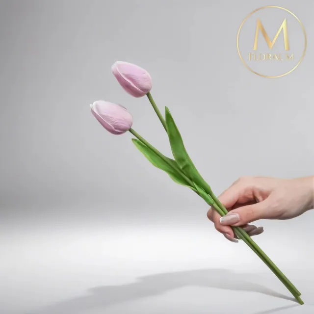【Floral M】荷蘭蜜桃鬱金香仙氣紫仿真花花材5入組(人造花/仿真花/假花/花藝DIY/裝飾花材)