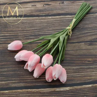 【Floral M】荷蘭蜜桃鬱金香櫻花粉仿真花花材（5入組）(人造花/仿真花/假花/花藝DIY/裝飾花材)