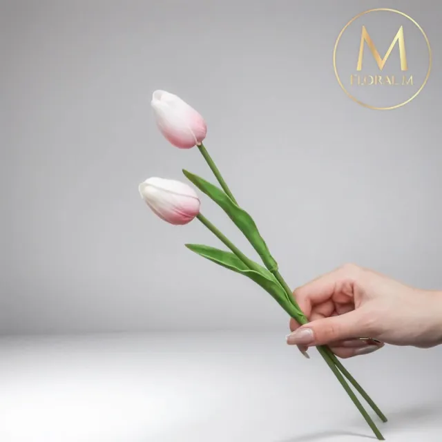 【Floral M】荷蘭蜜桃鬱金香櫻花粉仿真花花材（5入組）(人造花/仿真花/假花/花藝DIY/裝飾花材)