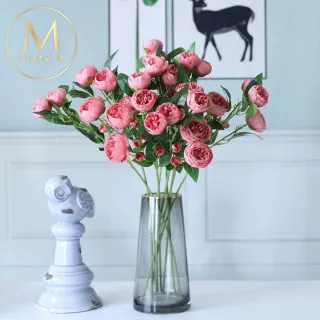 【Floral M】人間香奈兒山茶花巴黎粉仿真花花材1入組(人造花/仿真花/假花/花藝DIY/裝飾花材)