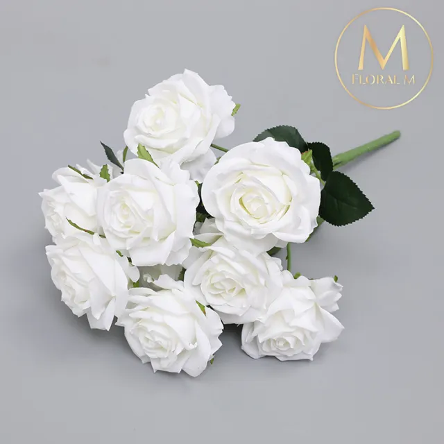 【Floral M】英式卡爾玫瑰經典白仿真花花材1入組(人造花/仿真花/假花/花藝DIY/裝飾花材)