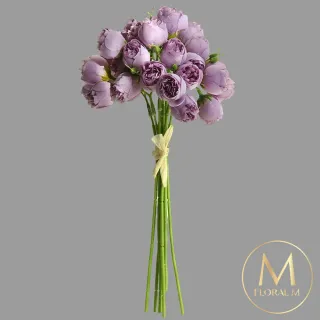 【Floral M】奧斯丁紫色牡丹仿真花花材9入組(人造花/仿真花/假花/花藝DIY/裝飾花材)