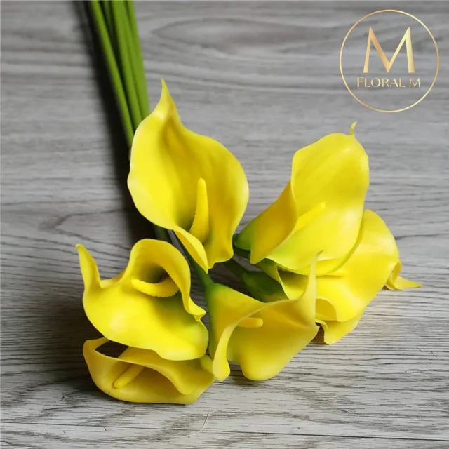 【Floral M】氣質仙女黃色海芋仿真花花材5入組(人造花/仿真花/假花/花藝DIY/裝飾花材)