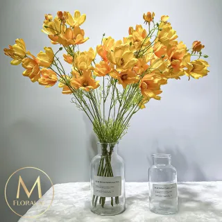 【Floral M】初戀少女黃色波斯菊仿真花花材3入組(人造花/仿真花/假花/花藝DIY/裝飾花材)