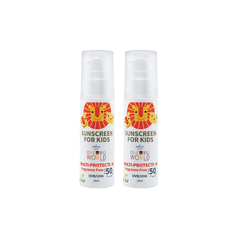 【Hallmark】童話樂園 大童舒膚全護防曬凝乳SPF50 50ml 兩入組(幼童 保濕 防曬 低敏配方)