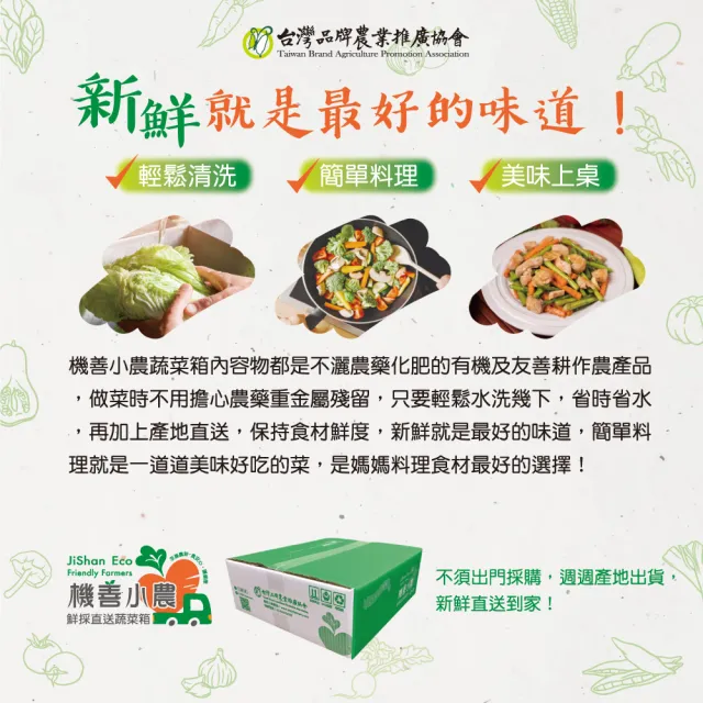 【機善小農】蔬菜箱_南投縣_經濟箱9件(每週出箱)(有機友善/鮮採直送/安心健康/支持家鄉好農產)
