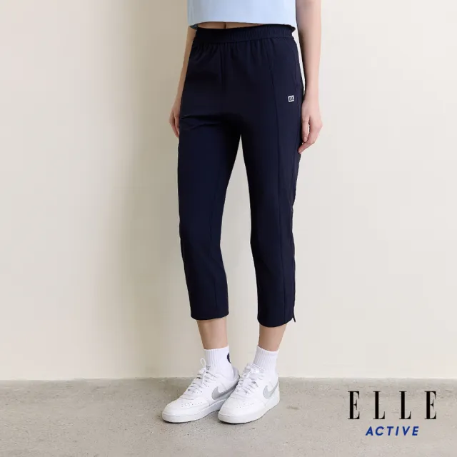 【ELLE ACTIVE】女款 鬆緊腰頭修身直筒七分休閒褲-深藍色(EA26S1W3402-39)