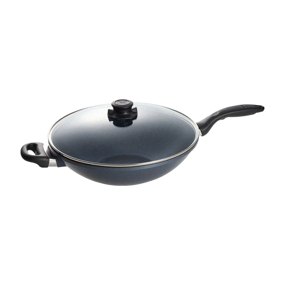 【CorelleBrands 康寧餐具】WORLD KITCHEN 大金藍寶石鑄造不沾深炒鍋32cm(含蓋)