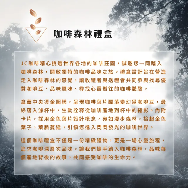 【JC咖啡】咖啡森林濾掛禮盒│衣索比亞飛雀藝妓水洗x1盒│淺焙(10gx20包/盒;附提袋及卡片)中秋禮盒推薦中秋