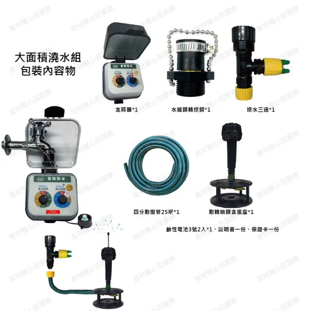 【田園樂】育材大面積澆水組/WiFi自動澆水定時器/球閥/電池(噴頭單支噴灑細 自動定時省水 低水壓環境可用)