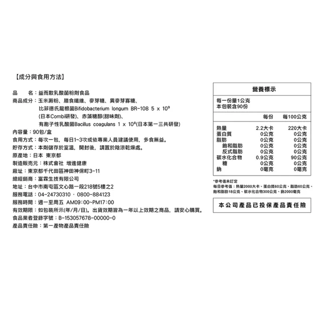 【FU LIN 富霖生技】益而散 日本進口益生菌｜兒童/媽媽/家庭號(90包/盒) 醫學中心醫師專科推薦
