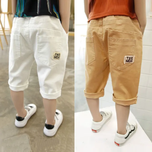 【橘魔法】字母貼布卡其短褲 兒童 中童 童裝 男童 卡其褲 五分褲 休閒褲 褲子 短褲