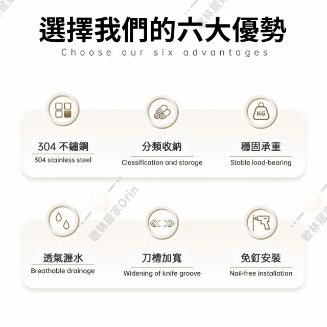 多功能刀具架 304不銹鋼 臺面/壁掛 免打孔(菜刀架 砧板架 刀具一體收納架 刀具架 預售12天)