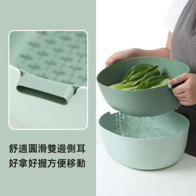 【mo select】多用途雙層瀝水籃(菜盆/洗菜盆/洗菜籃/水果盆/收納盆)