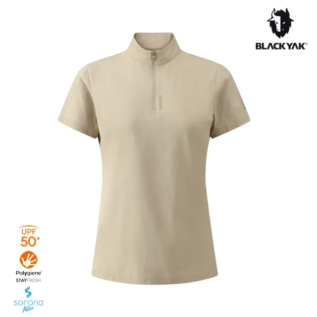 【BLACKYAK】女 BASIC吸排短袖半開襟[二色] UPF50 涼感 抗菌除臭 吸濕排汗｜FB1WC802