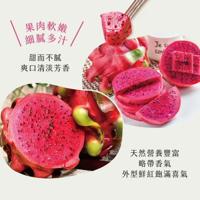 【初品果】台南白河紅肉火龍果含箱5斤6-9顆x1盒(含豐富紅甜花素_清甜多汁)