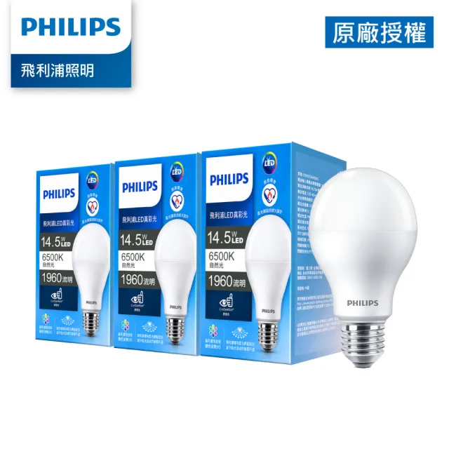 【PHILIPS 飛利浦照明】Philips 飛利浦  14.5W LED 真彩光 - 黄光/自然光/白光 3入 (TL30/TL31/TL32)