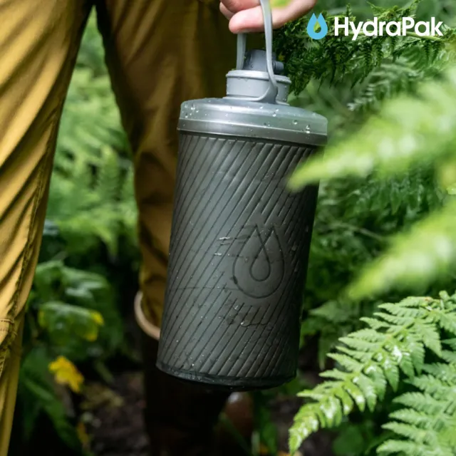 【HydraPak】Flux軟式水瓶GF425｜遠古灰 1.5L (附提把 摺疊收納)