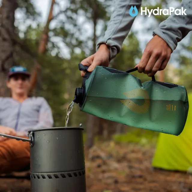 【HydraPak】Seeker摺疊儲水袋A828｜海松綠 4L (附提把 摺疊收納)
